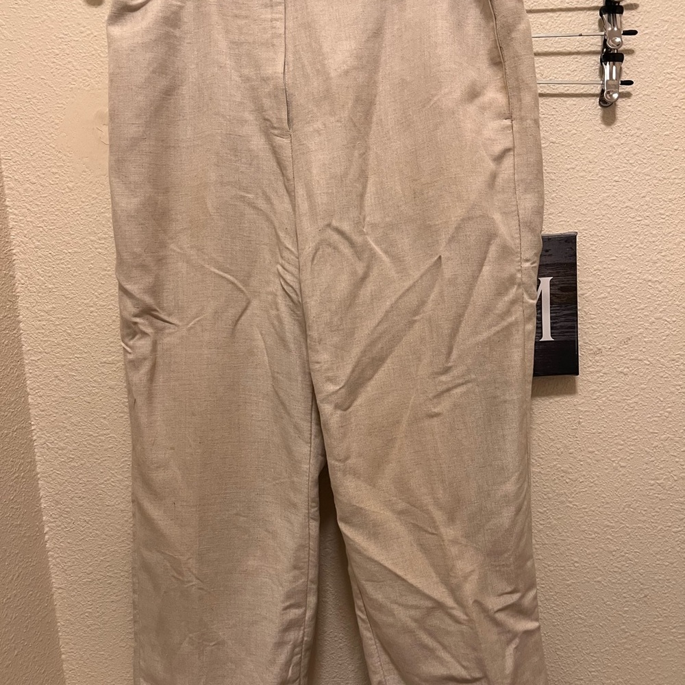 Wide leg capri linen pants - lined. Size 10